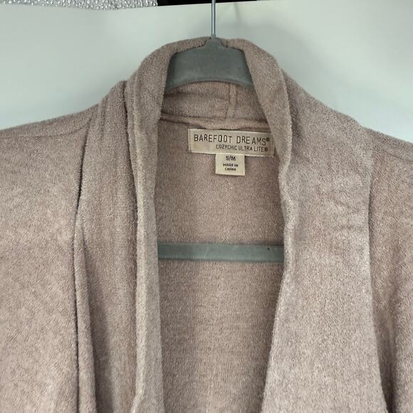 Barefoot Dreams Cozychic Ultra Lite Pointelle Cardigan Womens Sz S/M Light Brown - Picture 5 of 8